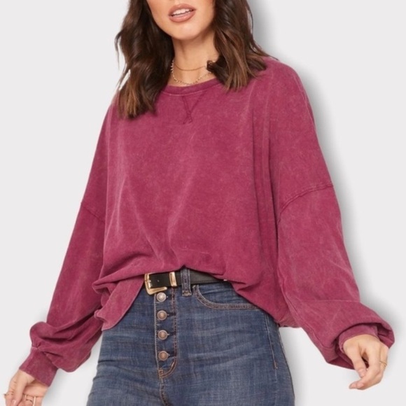 Free People Sweet Myrtle Oversized Vintage Wash LS tee, size S, pre-loved - Picture 2 of 13